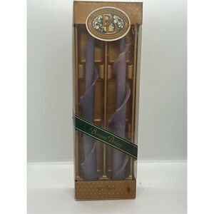 VTG Beeswax Design Spiral 12” Taper Candles New Old Stock Lavender Lilac Purple